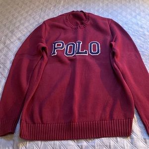 Burgundy crew neck sweater by Ralph Lauran